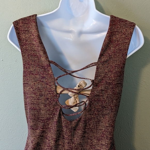 LRL Plum Tie Up Back Mini Dress Size S - Picture 4 of 6